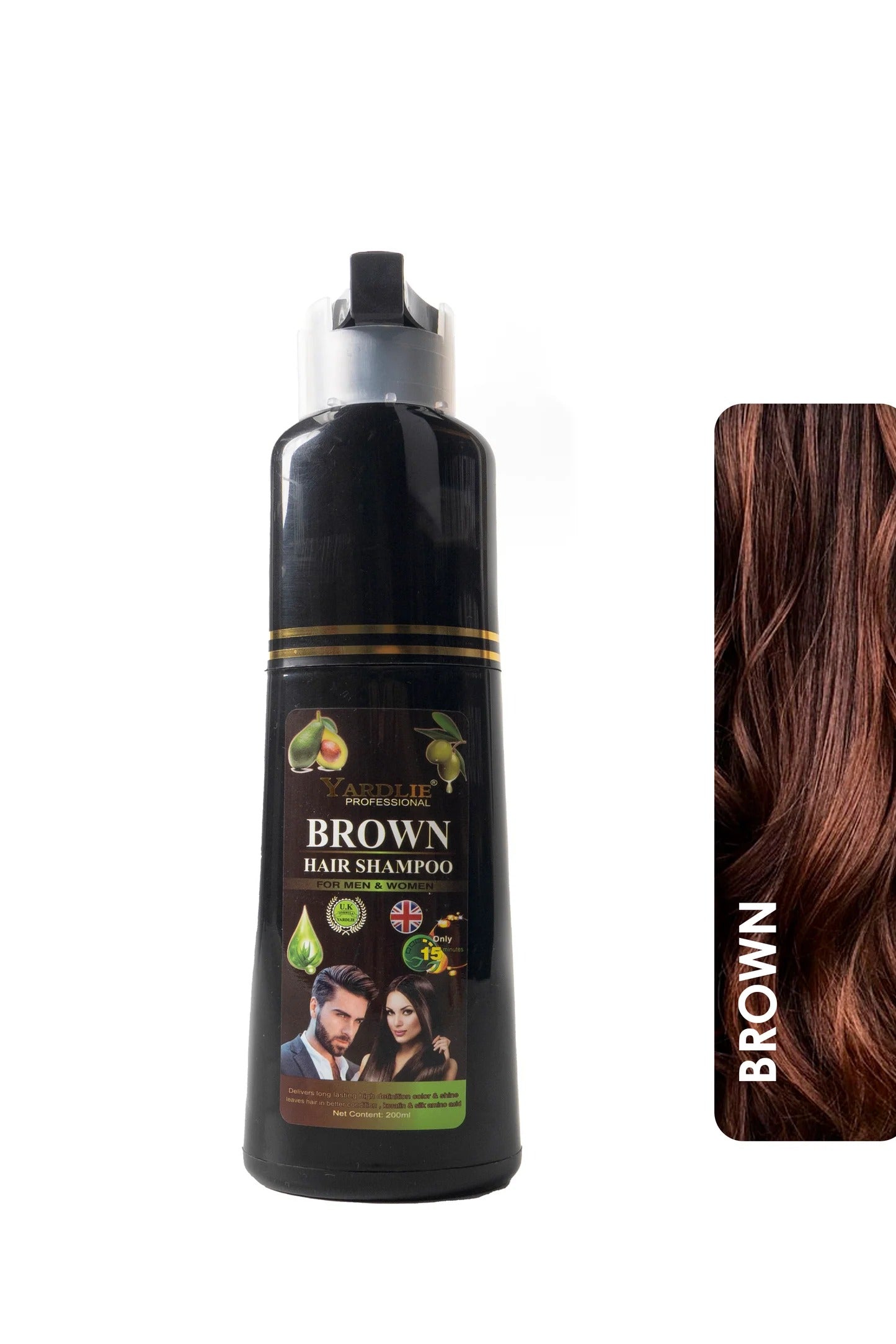 Yardlie Professional Hair Color Shampoo – UK-Based Formula for Men & Women - Dark Brown
