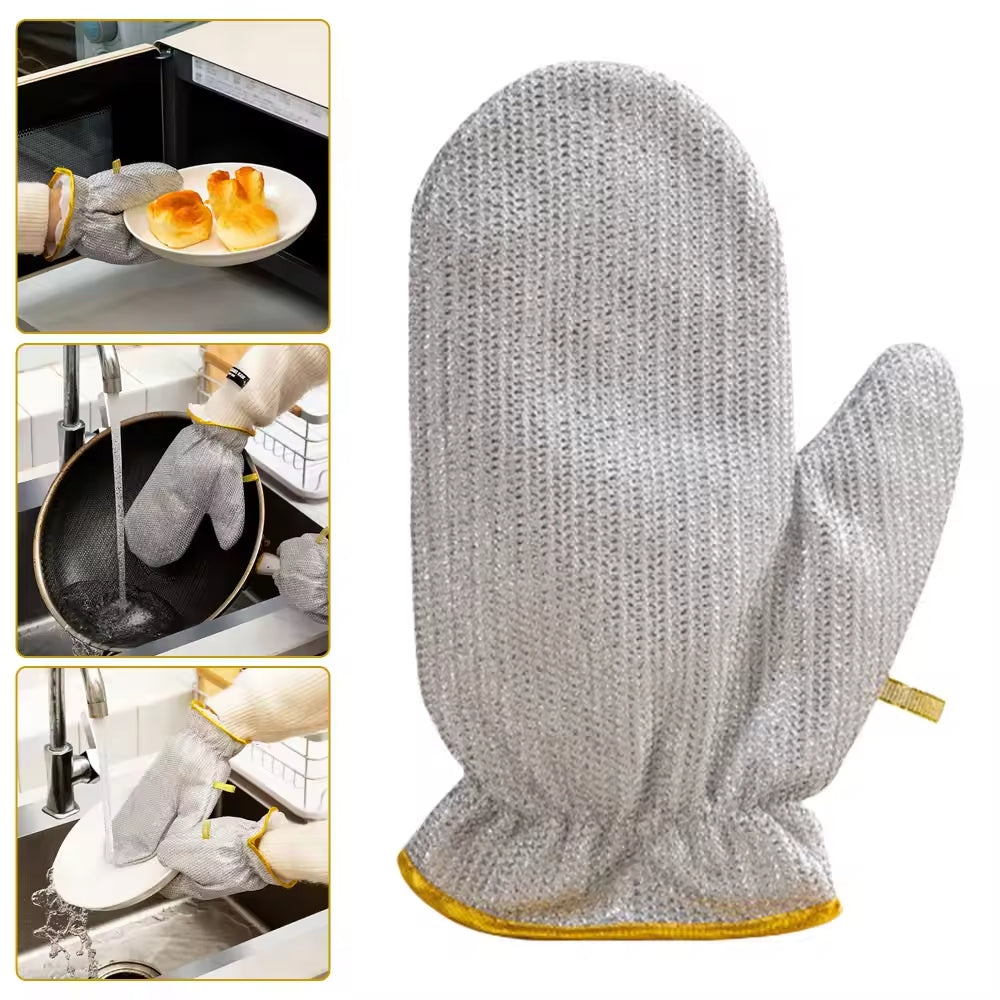 (1 pcs ) Multipurpose Wire Dishwashing Gloves | Dishwashing Rags for Wet and Dry, Steel Wire Miracle Cleaning Cloth with Glove Shape