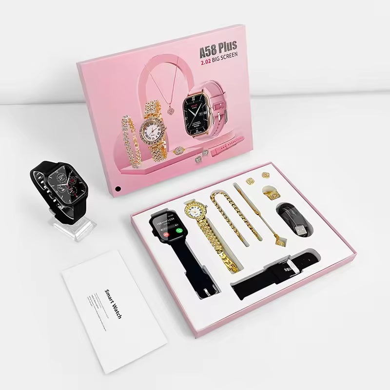 A58 Plus Smartwatch 2.02 Inch Big Screen Magnetic Charging Bracelet Heart Rate Sports Smart Watch With Jewelry for Women